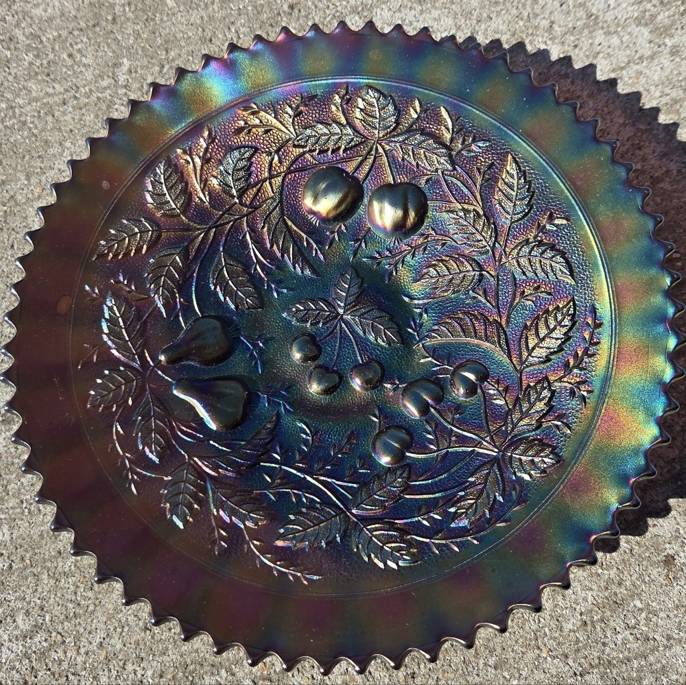 Antique Northwood Amethyst Iridescent Carnival Glass Plate